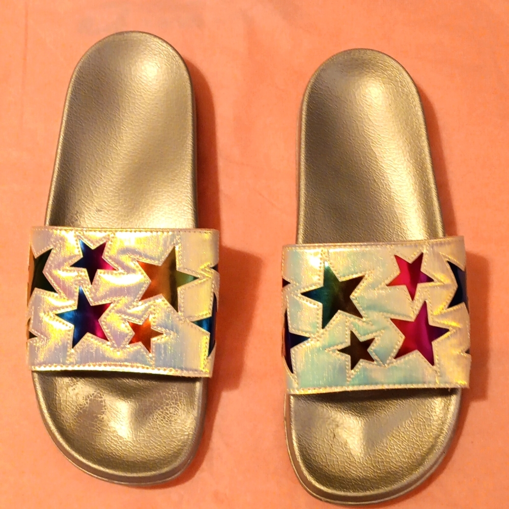 Holographic Star Slide Sandals